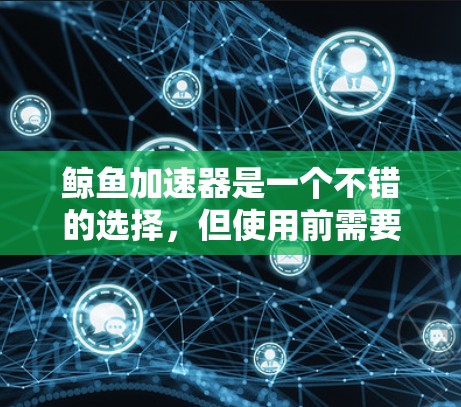 鲸鱼加速器是一个不错的选择,但使用前需要仔细考虑以下因素 鲸鱼加速器是一个不错的选择,但使用前需要仔细考虑以下因素