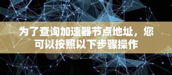 为了查询加速器节点地址，您可以按照以下步骤操作