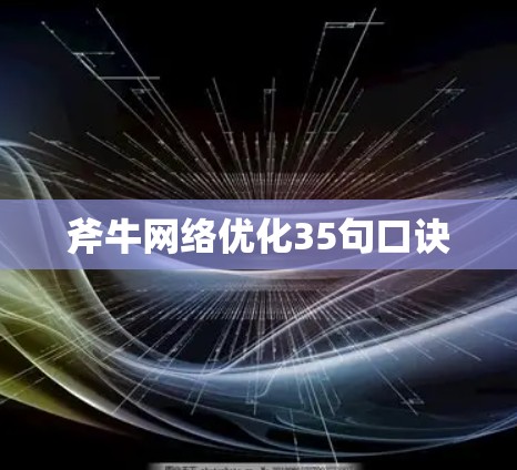 斧牛网络优化35句口诀