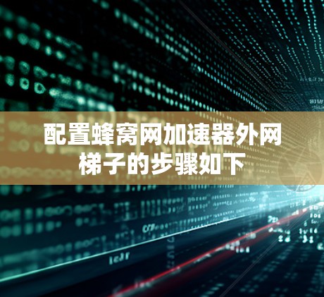 配置蜂窝网加速器外网梯子的步骤如下 配置蜂窝网加速器外网梯子的步骤如下